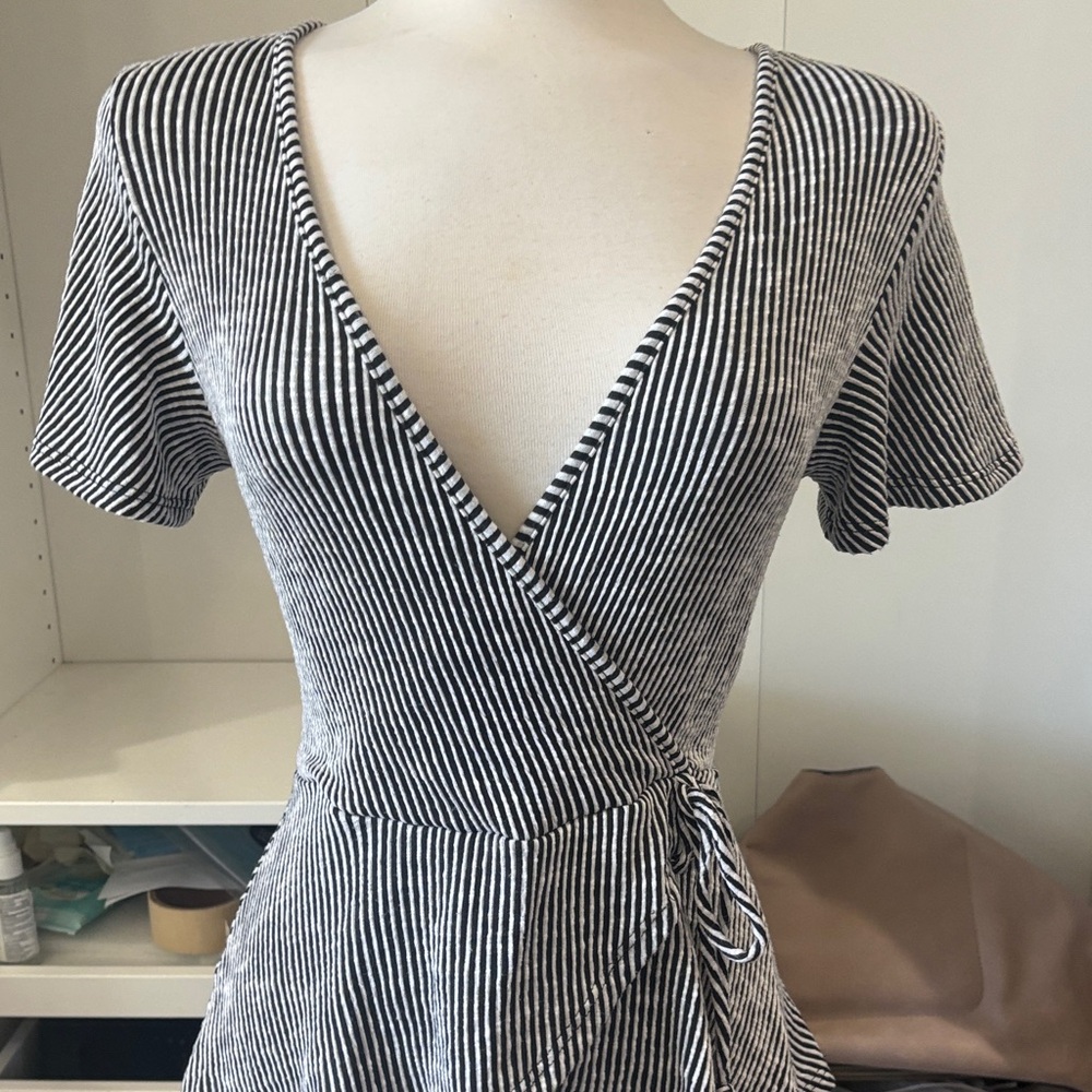 Caution To The Wind Black and White Ribbed Knit Top